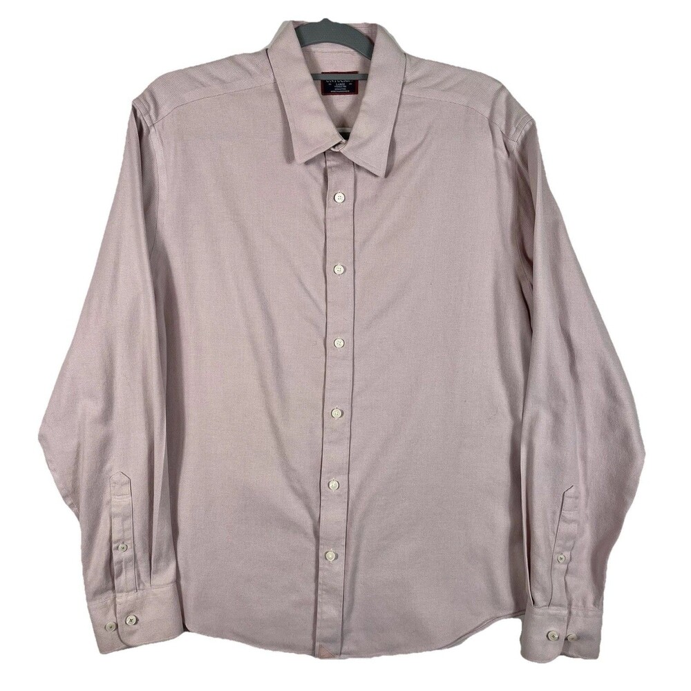 UNTUCKit Shirt L/S Cotton Microfiber Wrinkle Free Button Light Pink Men’s Large